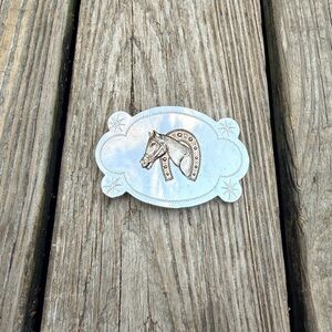 Vintage 70s Western Horse Horseshoe Belt Buckle